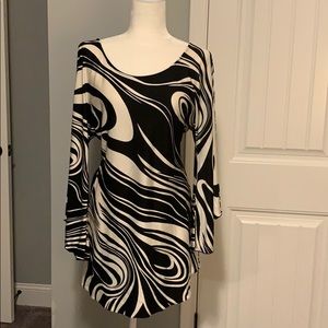 CACHE BLACK AND OFF WHITE MINI DRESS